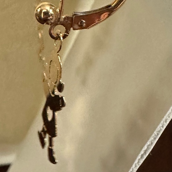 14K Gold Dangle Baby Girl Lever Back Earrings. Vintage - Picture 2 of 4